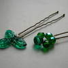 Green Glass Bead Hair Pins      £1 each