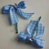 Ribbon Bow Hair Grips - Blue Gingham      £1 each
