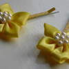 Ribbon Flower Hair Slides - Yellow      £1 each