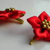 Ribbon Flower Hair Grips - Red & Gold      £1 each