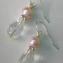 Sterling Silver White Quartz & Pink Freshwater Pearl Earrings      £12