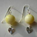 Sterling Silver Heart & Yellow Jade Hook Earrings      £18