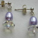 Sterling Silver Lilac Freshwater Pearl & Crystal Stud Earrings £10