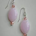 Sterling Silver Hook Earrings with Pink Crystal Beads £10