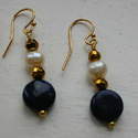 Sterling Silver Gold Plated (Vermeil) Hook Earrings with Freshwater Pearl &