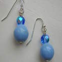 Sterling Silver Hook Earrings with Pale Blue Glass Beads £6