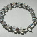 Sterling Silver Crystal and Grey Freshwater Pearl Bracelet      £20