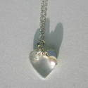 Fine Silver Heart Necklace with Freshwater Pearl & Crystal bead      £30