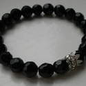 Black Glass Bead Bracelet with Rhinestone Rondelle £8